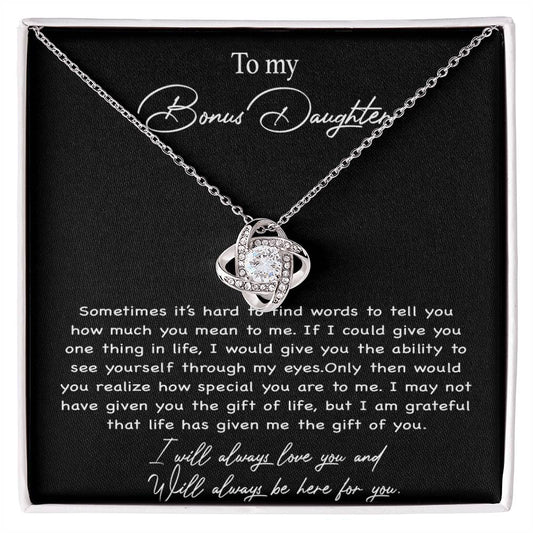 To my Bonus Daughter Necklace, Bonus Daughter, Step Daughter Gift 4-4_Black