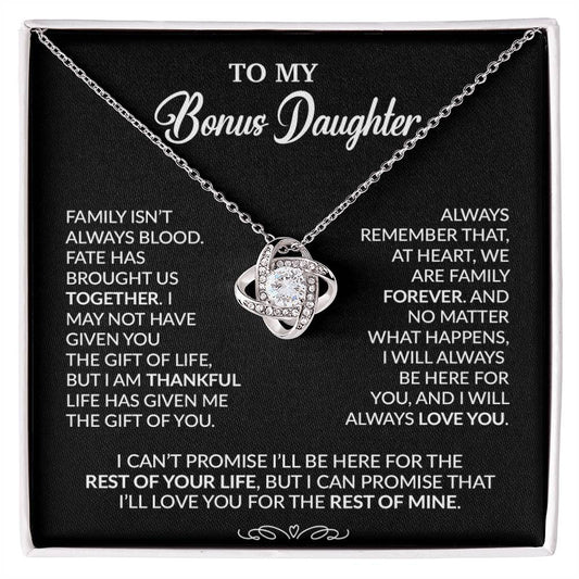 To My Bonus Daughter Necklace, Gift for Bonus Daughter, Step Daughter Birthday 30_9_Black