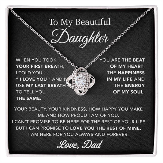 To My Daughter Necklace, Gift for Daughter from Dad, Father Daughter Necklace 10_4_Black
