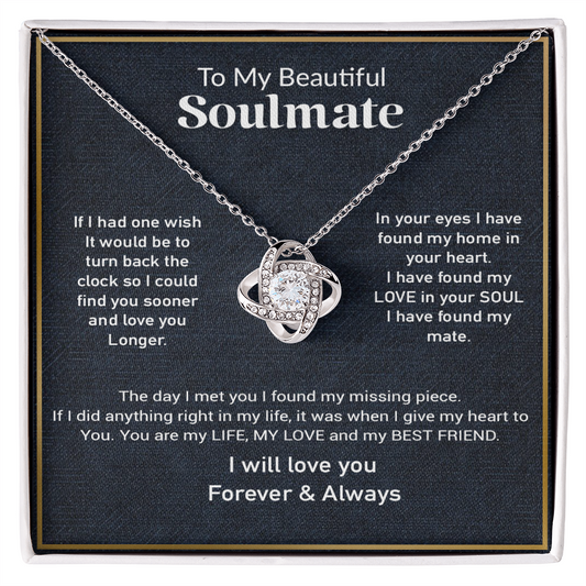 To My Soulmate Necklace, Gift For Her, Gift For Soulmate, Birthday Gift