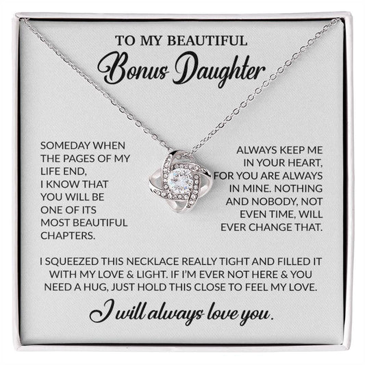 To My Bonus Daughter Necklace, Gift for Bonus Daughter, Step Daughter Birthday 25_11_White
