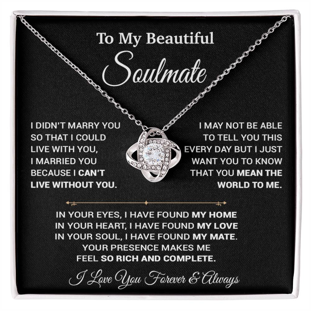 To My Soulmate Necklace, Soulmate Gift, Birthday Gift For Her_Black