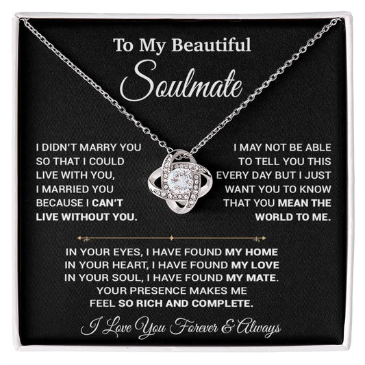 To My Soulmate Necklace, Soulmate Gift, Birthday Gift For Her_Black