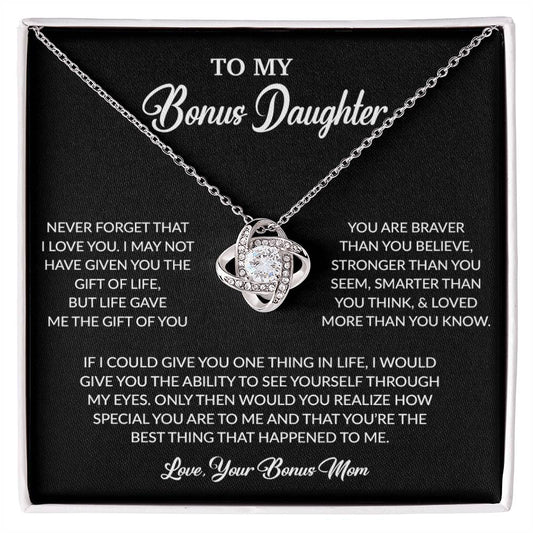 To My Bonus Daughter Necklace, Gift for Bonus Daughter, Step Daughter Birthday 5_6_Black