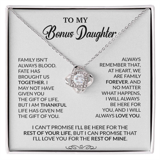 To My Bonus Daughter Necklace, Gift for Bonus Daughter, Step Daughter Birthday 30_9_White