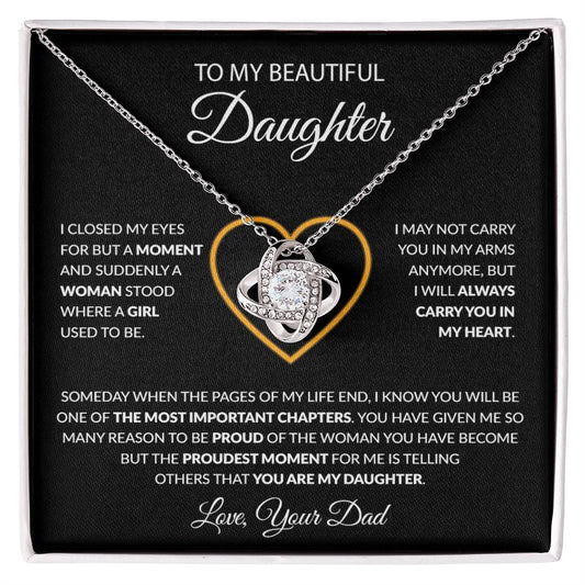 To My Daughter Necklace, Gift For Daughter From Dad, Daughter Father Necklace 8_12_Black