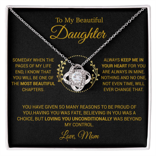 To My Daughter Necklace, Gift for Daughter from Mom, Daughter Mother Necklace 16_12_Gold
