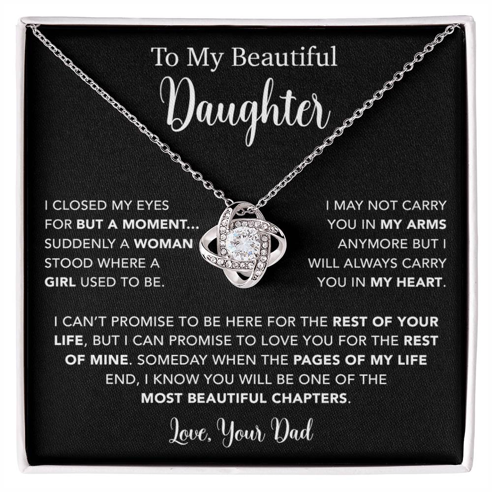 To My Daughter Necklace, Gift for Daughter from Dad, Father Daughter Necklace  22_5_Black
