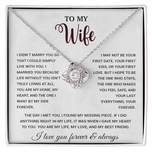 To My Wife Necklace, Gift For Wife, Anniversary Gift For Wife, Necklace For Wife 21_9_White