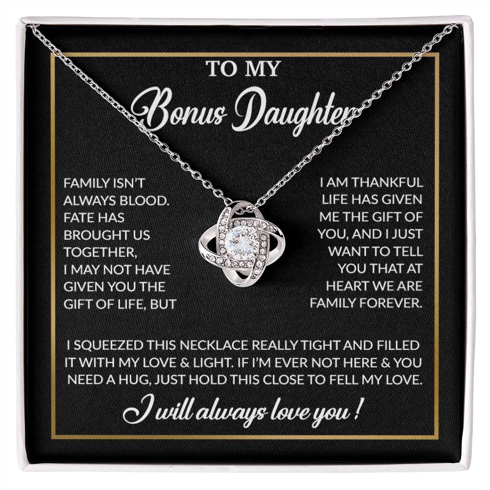 To My Bonus Daughter Necklace, Gift for Bonus Daughter, Step Daughter Birthday 3_12_Black