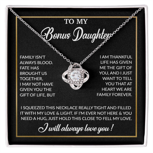 To My Bonus Daughter Necklace, Gift for Bonus Daughter, Step Daughter Birthday 3_12_Black