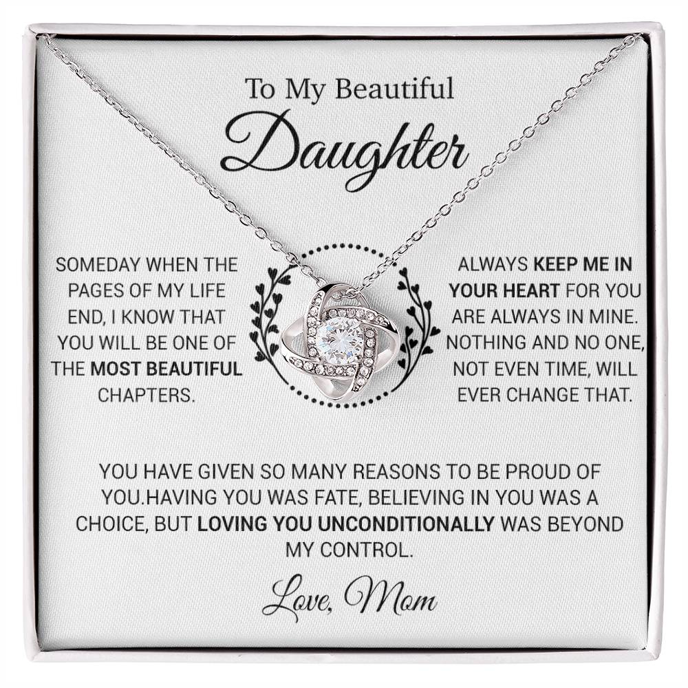 To My Daughter Necklace, Gift for Daughter from Mom, Daughter Mother Necklace 16_12_White