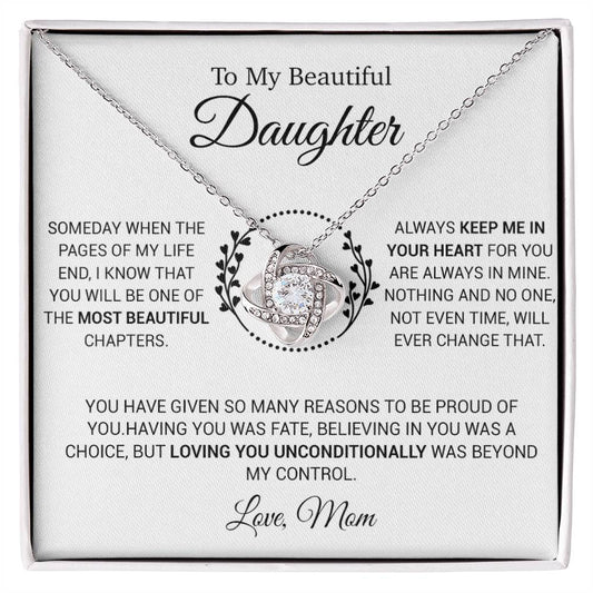 To My Daughter Necklace, Gift for Daughter from Mom, Daughter Mother Necklace 16_12_White