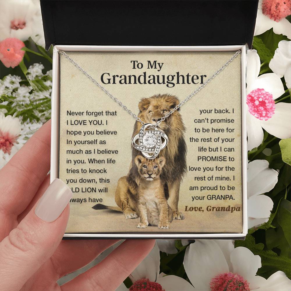To My Granddaughter Necklace , Gift From Grandpa Papa Lion Dad, Christmas Gift