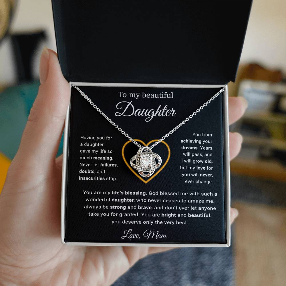 To My Daughter Necklace, Gift for Daughter from Mom, Daughter Mother Necklace 25_3_Black