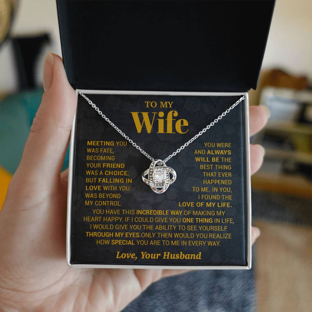 To My Wife Necklace, Meeting You Was Fate Love, Your Husband, Best Necklace For Wife_Gold