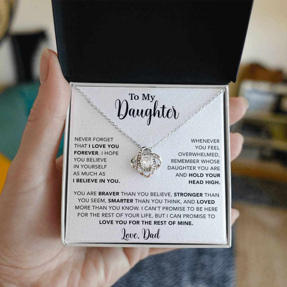 To My Daughter Necklace, Gift for Daughter from Dad, Father Daughter Necklace  9_4_White