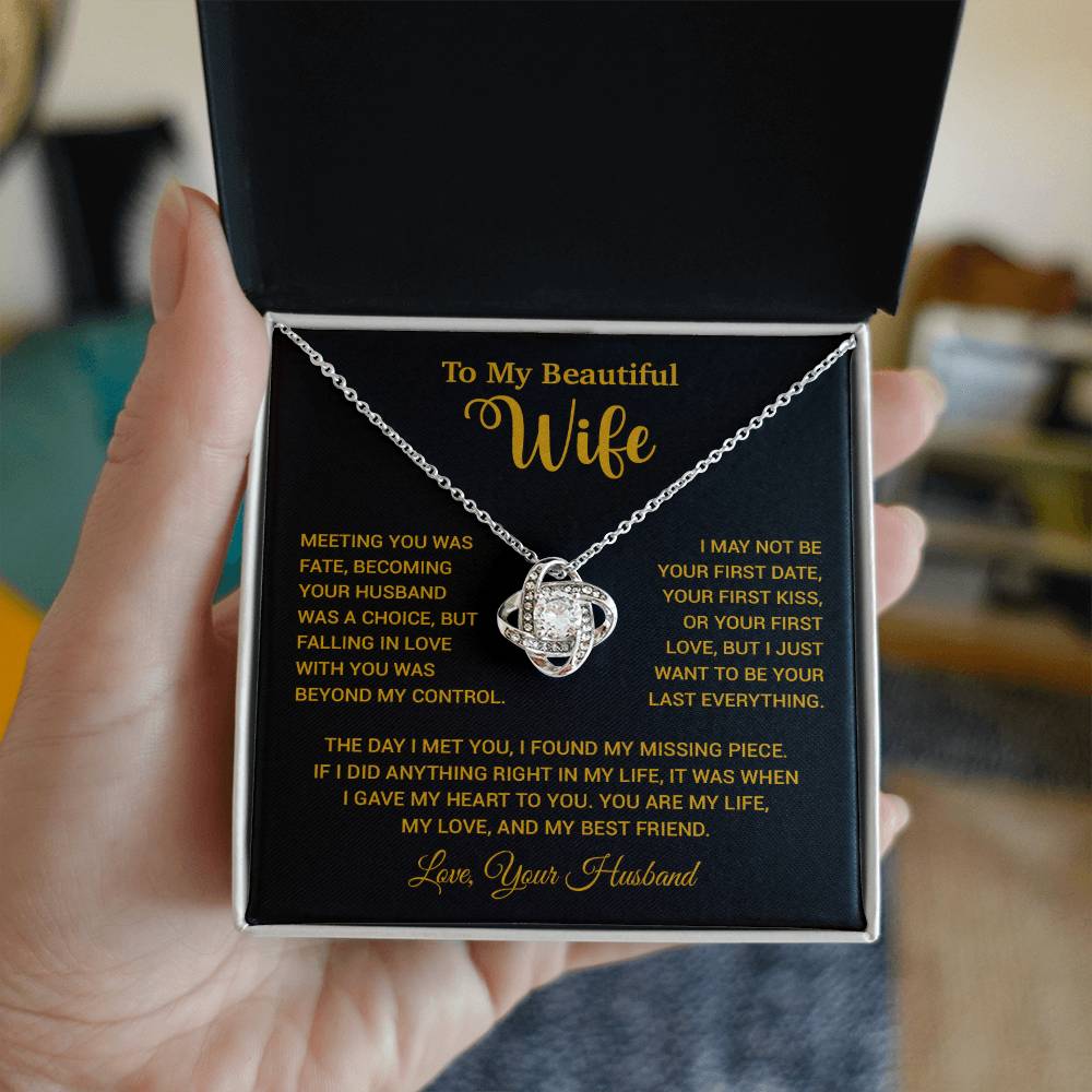 To My Wife Necklace, Wife Gift From Husband, Wife Husband Necklace, Christmas Gift 13_10_Gold
