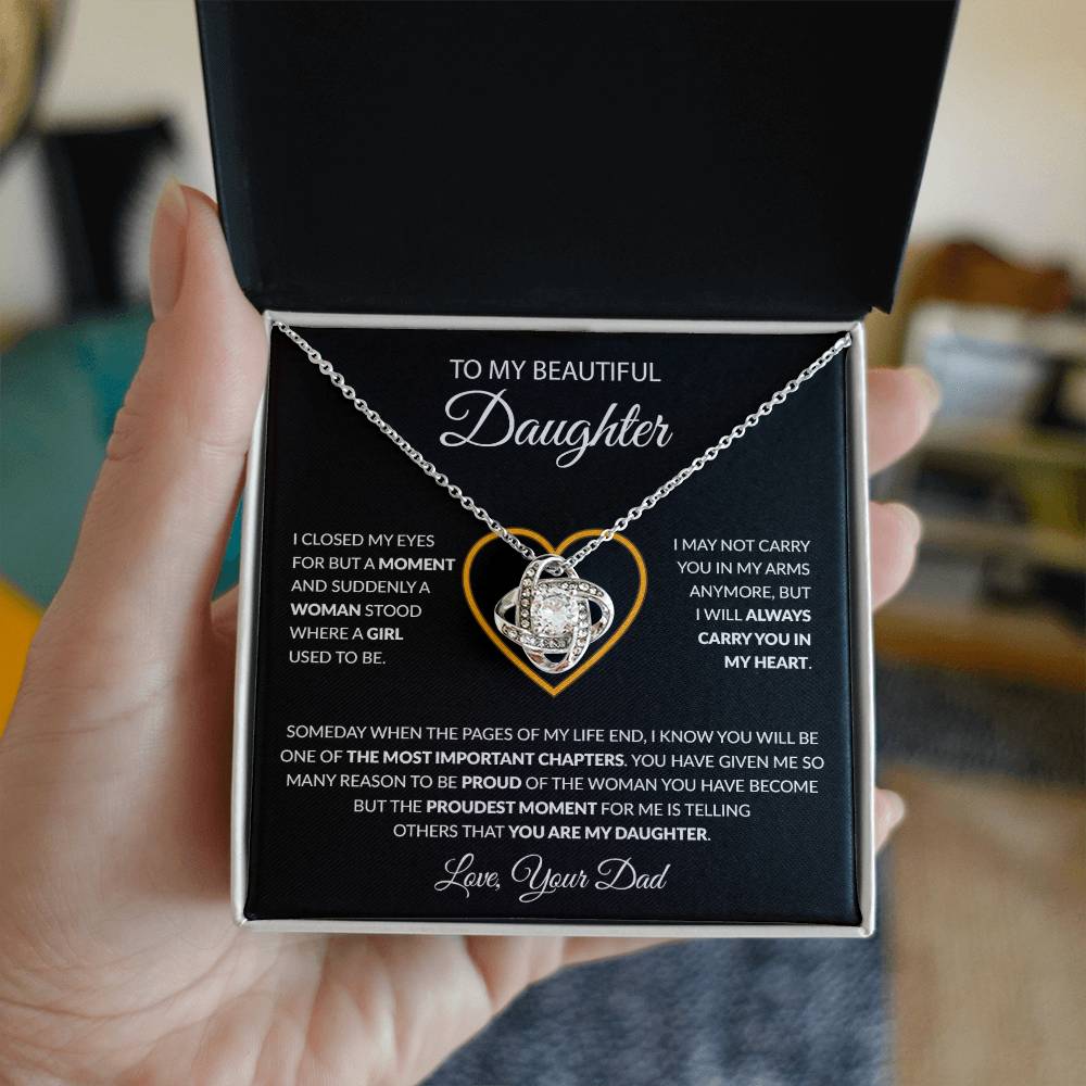 To My Daughter Necklace, Gift For Daughter From Dad, Daughter Father Necklace 8_12_Black