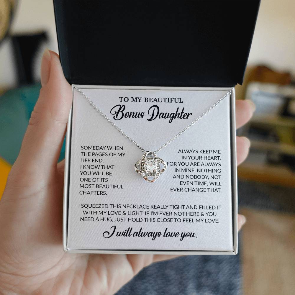 To My Bonus Daughter Necklace, Gift for Bonus Daughter, Step Daughter Birthday 24_11_White