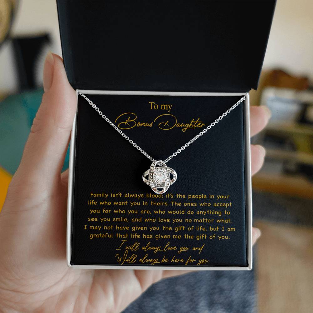 To my Bonus Daughter Necklace, Bonus Daughter, Step Daughter Gift 3-4_Gold