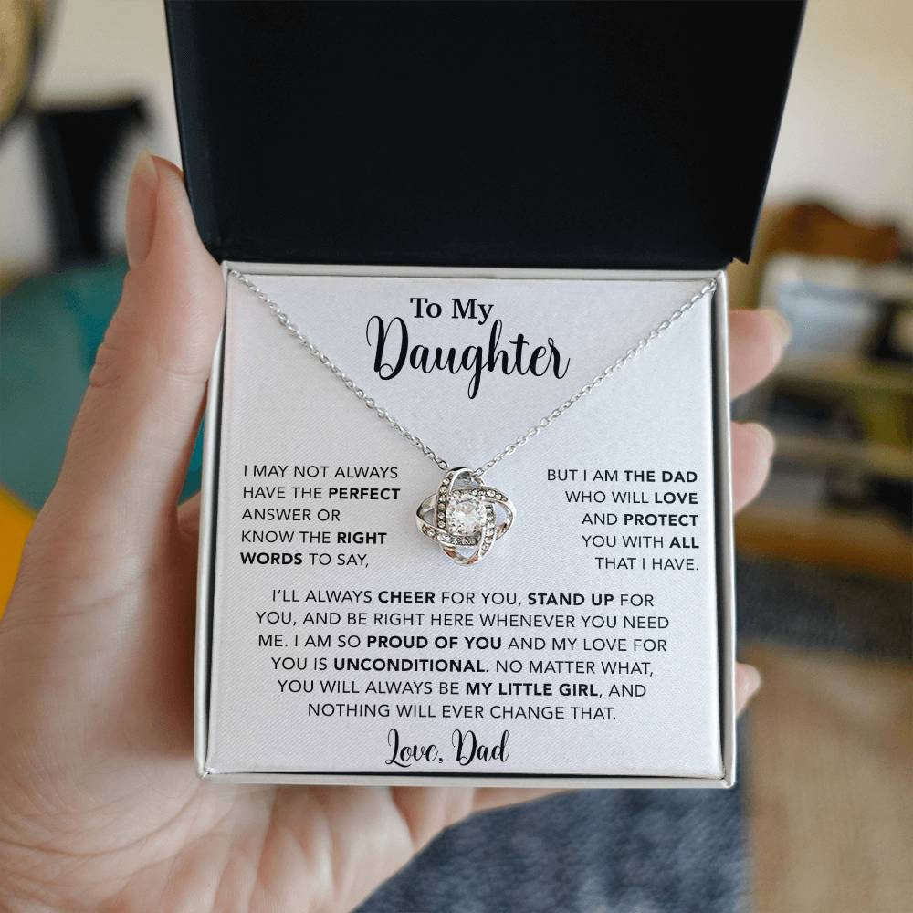 To My Daughter Necklace, Gift for Daughter from Dad, Father Daughter Necklace  15_6_White