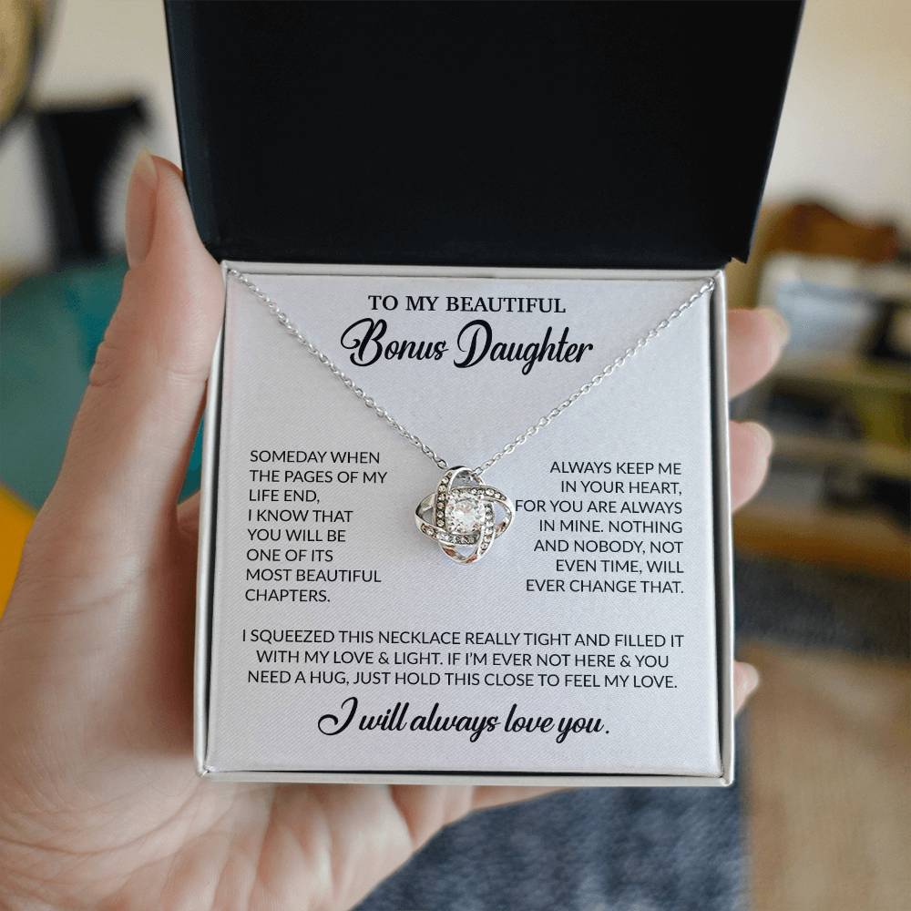 To My Bonus Daughter Necklace, Gift for Bonus Daughter, Step Daughter Birthday 25_11_White