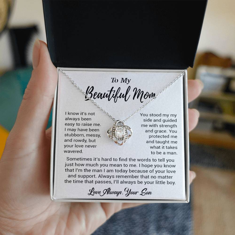 To My Beautiful Mom Necklace Mom Birthday Gift Mother's Day Gift Necklace For Mom From Son_ 8_5_White