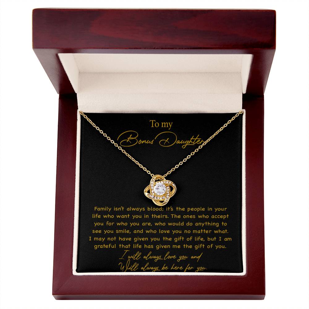 To my Bonus Daughter Necklace, Bonus Daughter, Step Daughter Gift 3-4_Gold