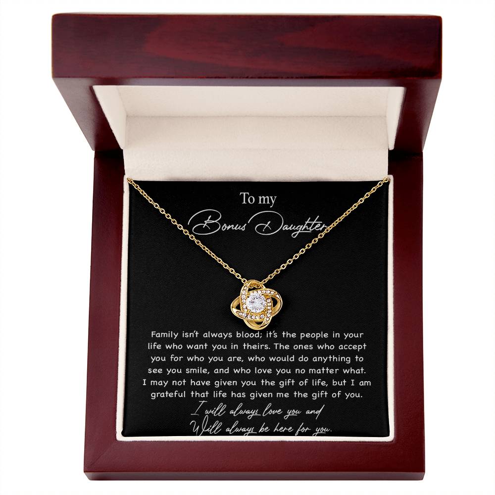 To my Bonus Daughter Necklace, Bonus Daughter, Step Daughter Gift 3-4_Black