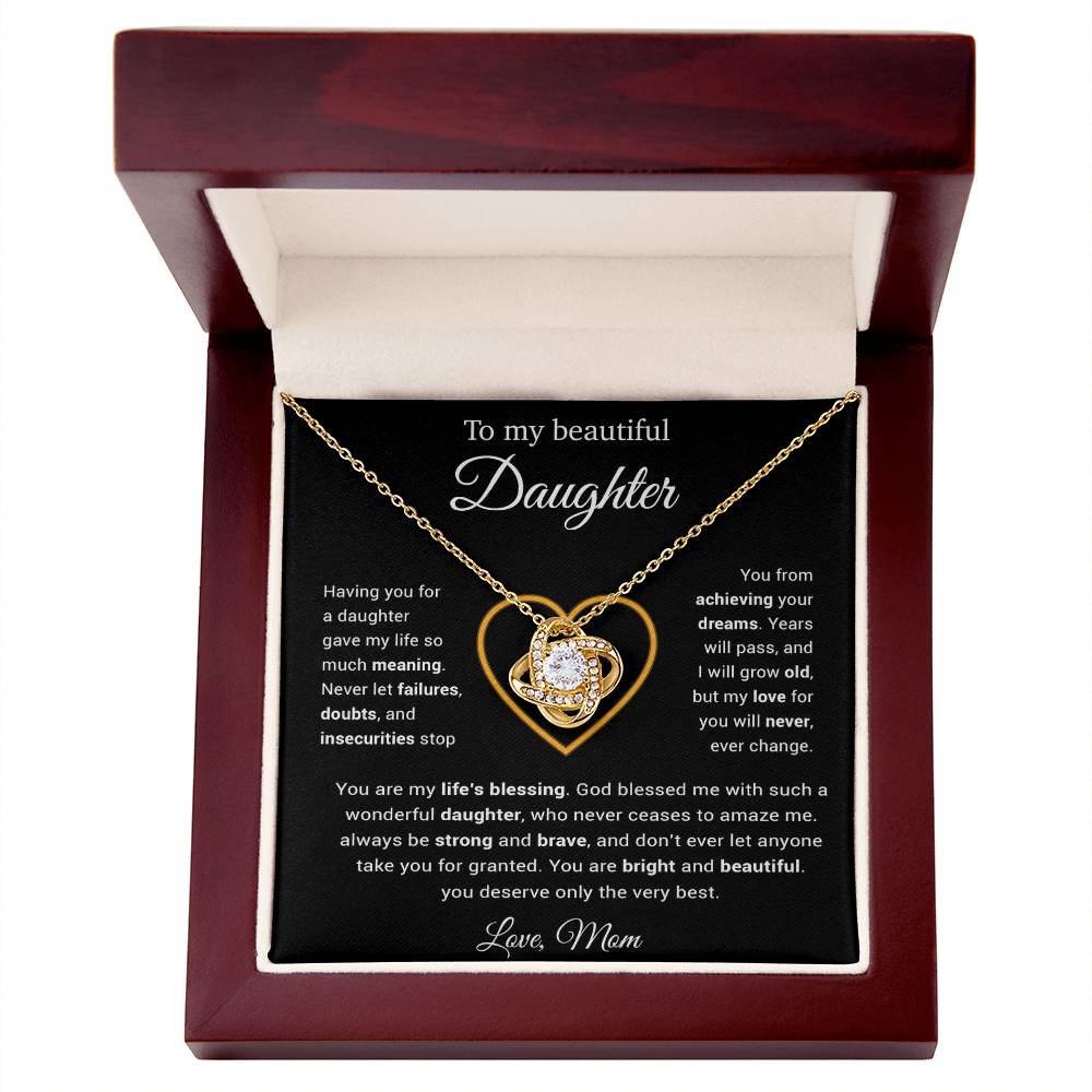 To My Daughter Necklace, Gift for Daughter from Mom, Daughter Mother Necklace 25_3_Black