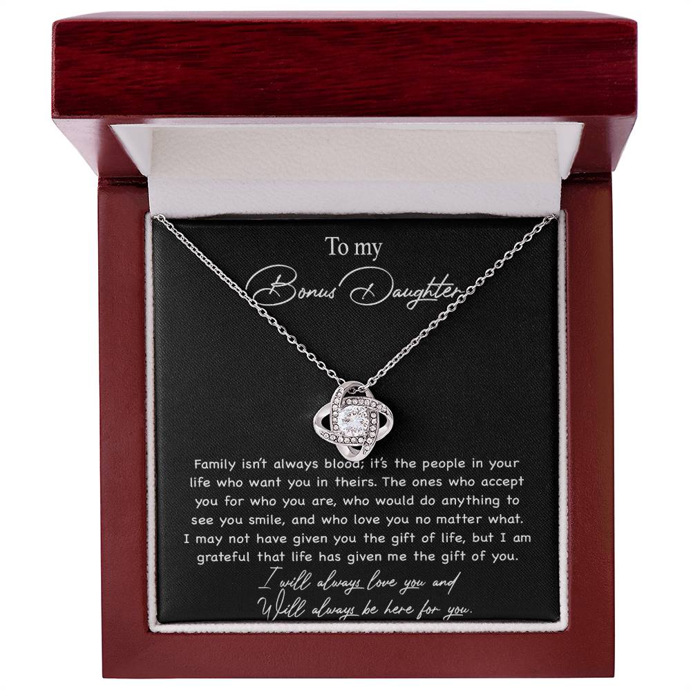 To my Bonus Daughter Necklace, Bonus Daughter, Step Daughter Gift 3-4_Black