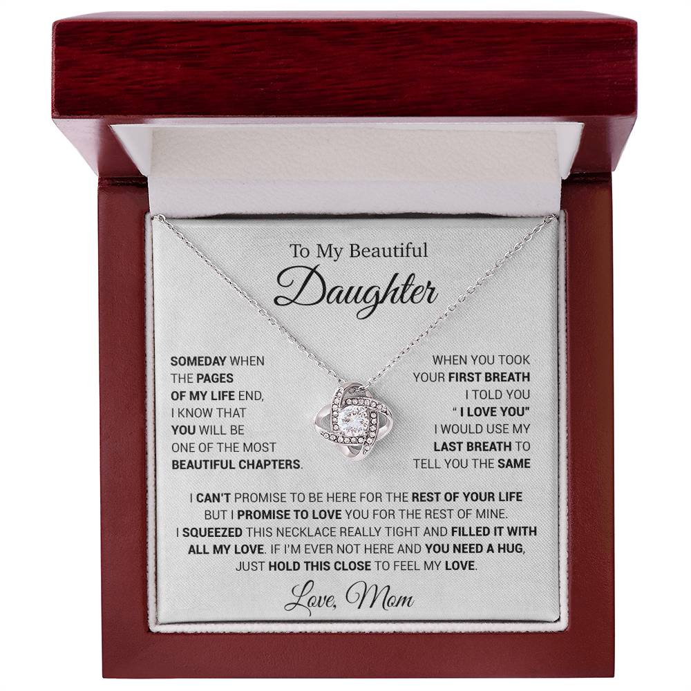 To My Daughter Necklace, Daughter Mother Necklace, Daughter Gift From Mom 13_5_White