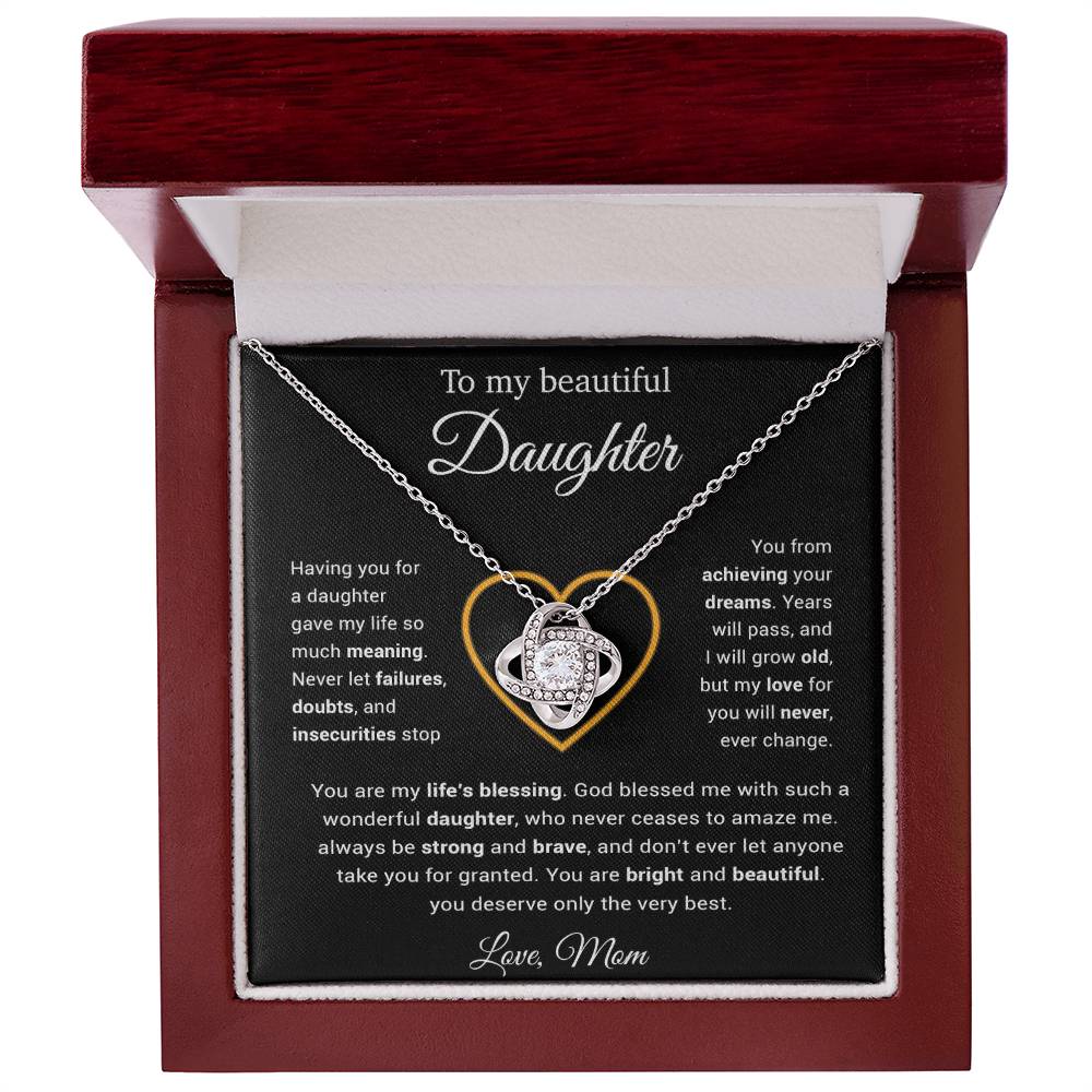 To My Daughter Necklace, Gift for Daughter from Mom, Daughter Mother Necklace 25_3_Black