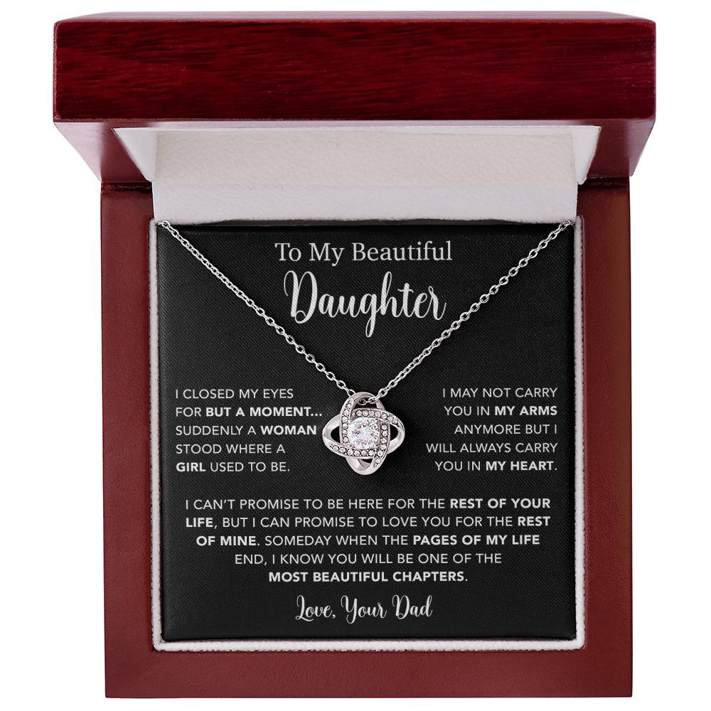 To My Daughter Necklace, Gift for Daughter from Dad, Father Daughter Necklace  22_5_Black
