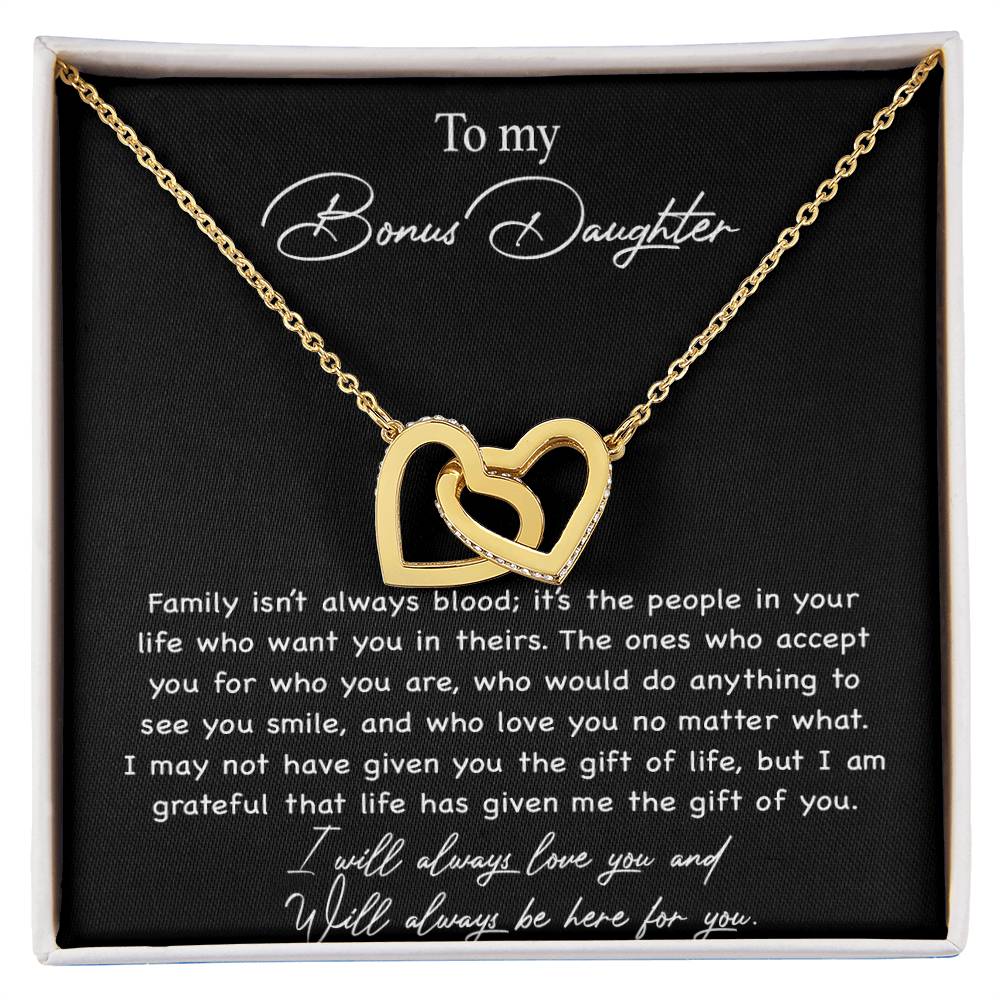 To my Bonus Daughter Necklace, Bonus Daughter, Step Daughter Gift 3-4_Black