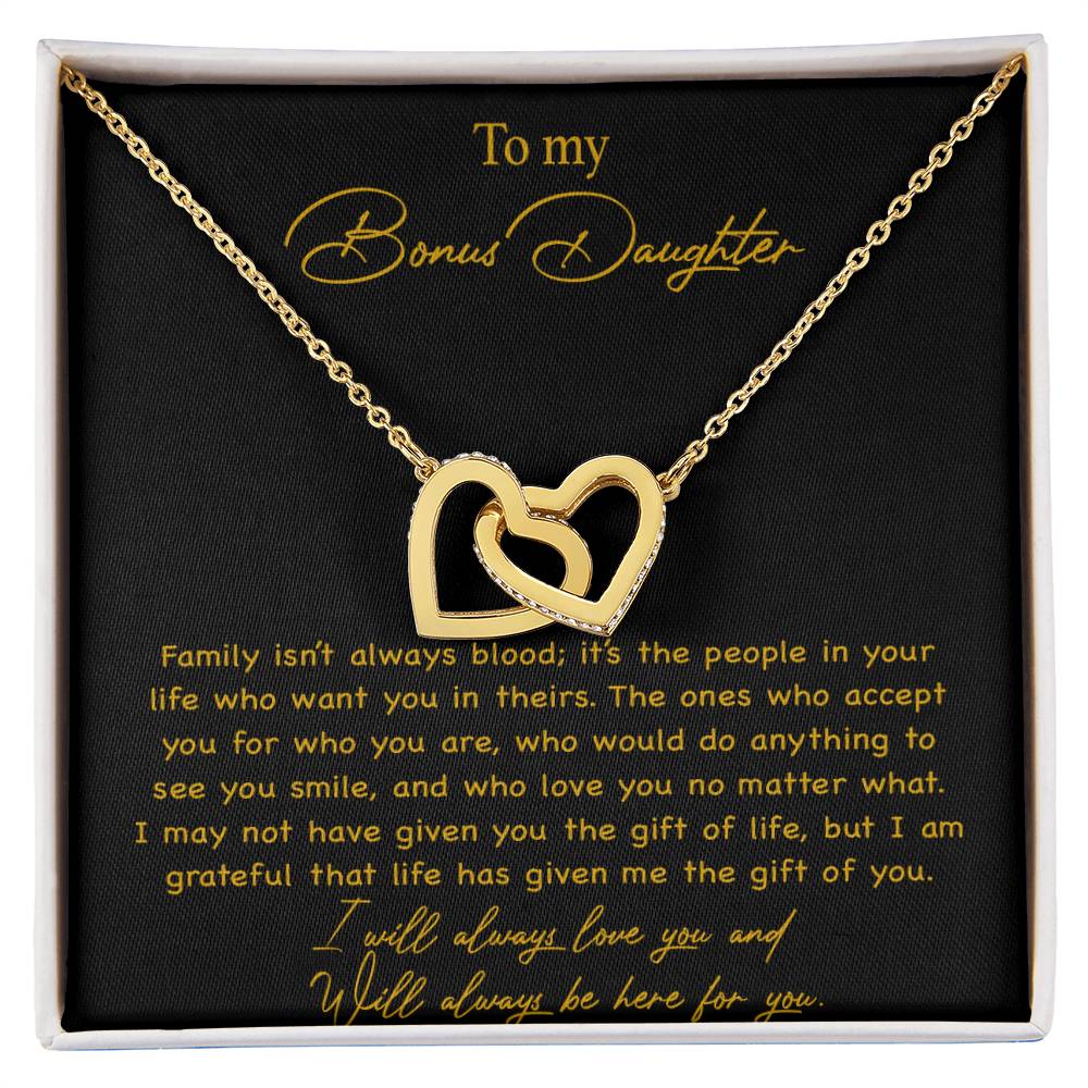 To my Bonus Daughter Necklace, Bonus Daughter, Step Daughter Gift 3-4_Gold