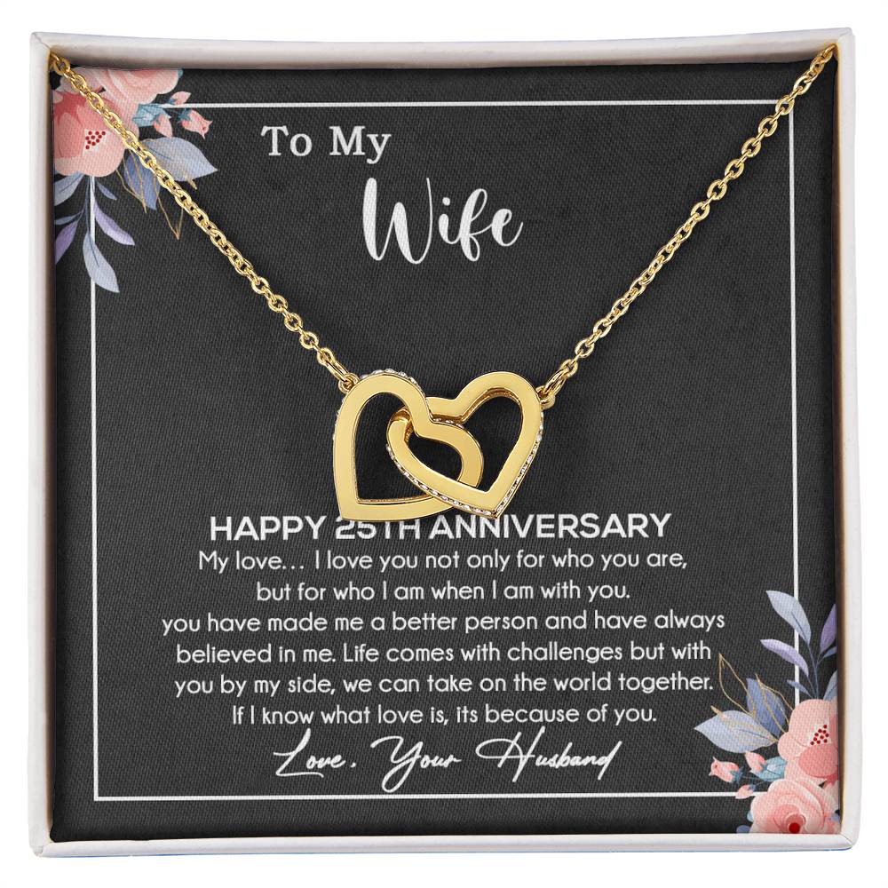 25th Anniversary Gift For Wife Necklace, 25 Year Anniversary, 25th Wedding Gift _Black