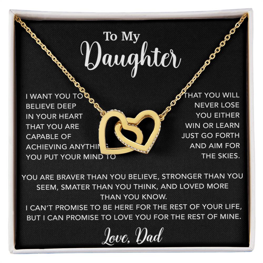 To My Daughter Necklace, Gift for Daughter from Dad, Father Daughter Necklace 18_5_Black
