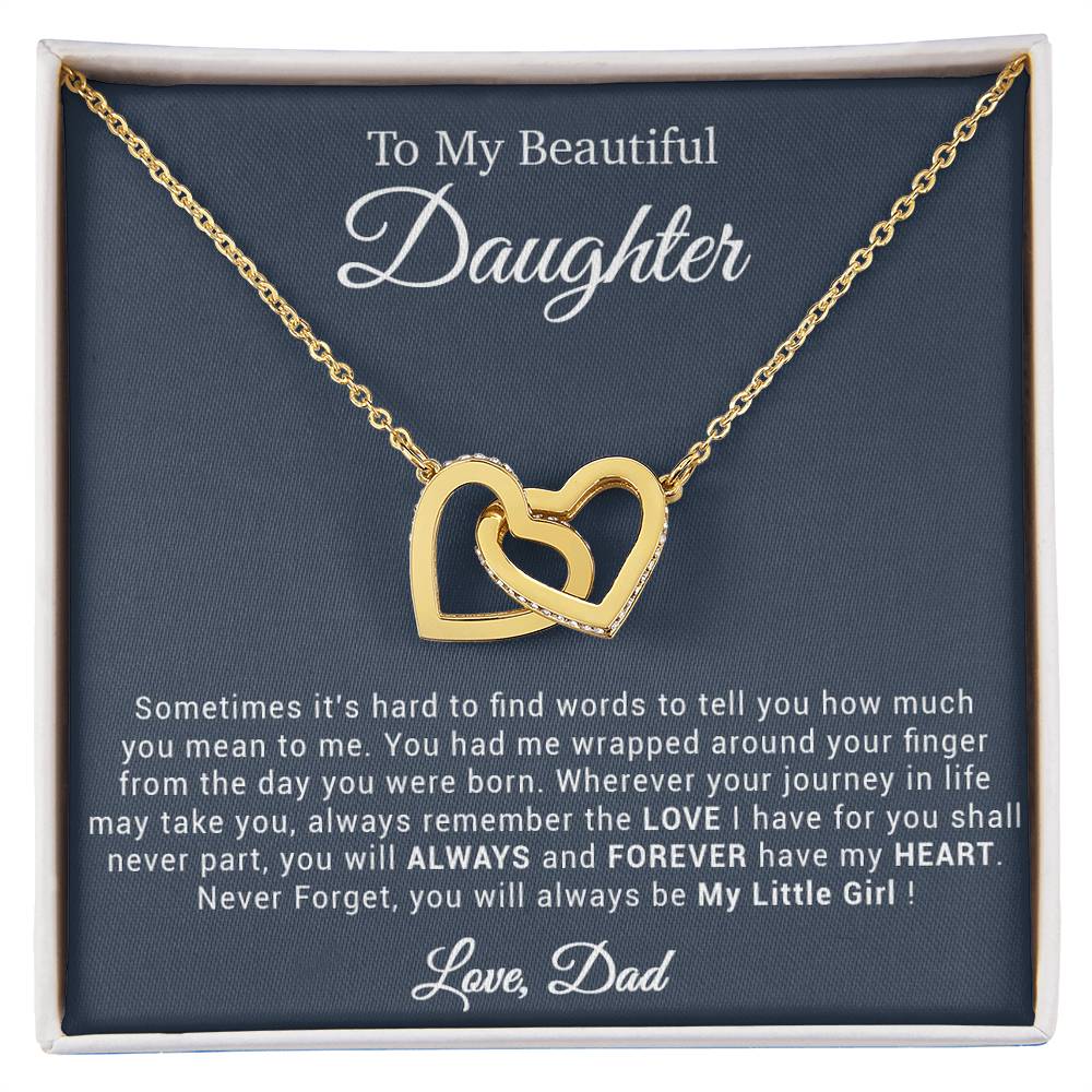 To My Daughter Necklace, Gift for Daughter from Dad, Father Daughter Necklace 20_4_Black