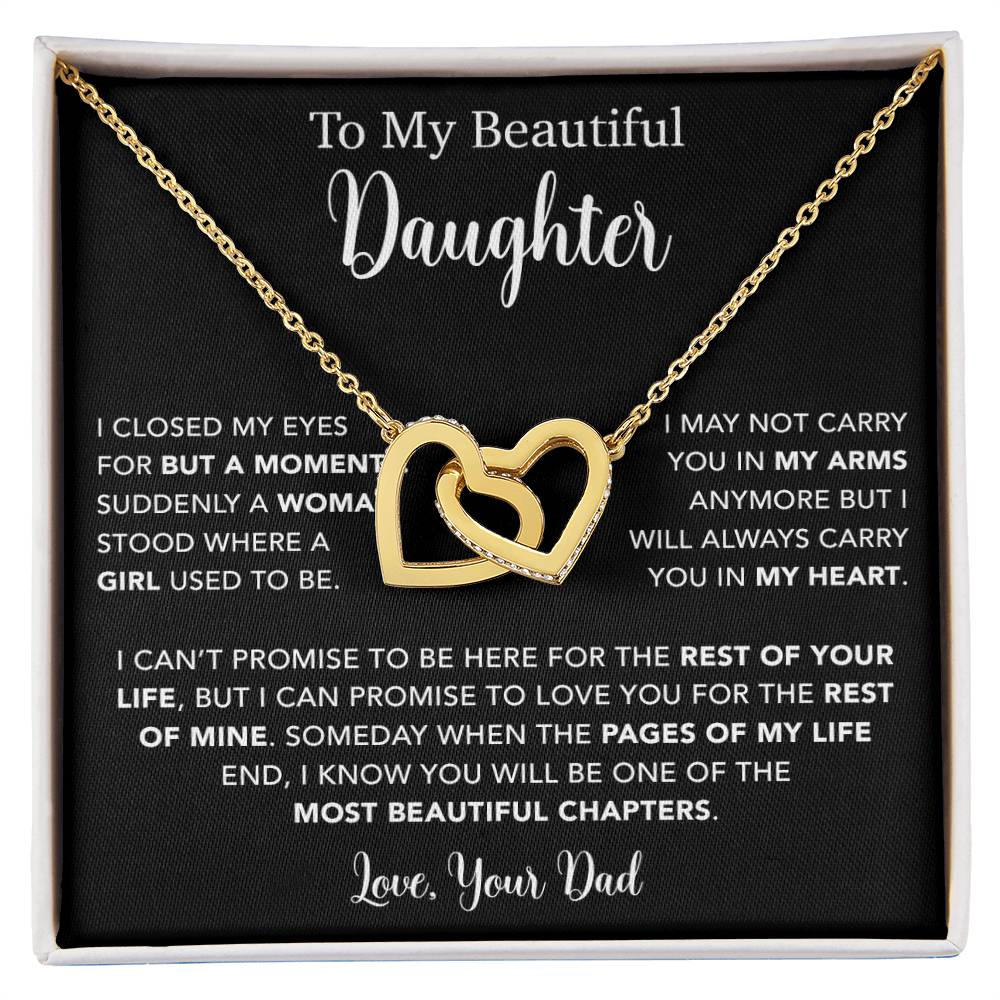To My Daughter Necklace, Gift for Daughter from Dad, Father Daughter Necklace  22_5_Black