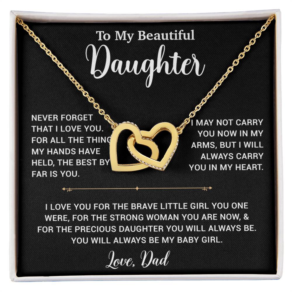 To My Daughter Necklace, Gift for Daughter from Dad, Father Daughter Necklace 14_6_Black