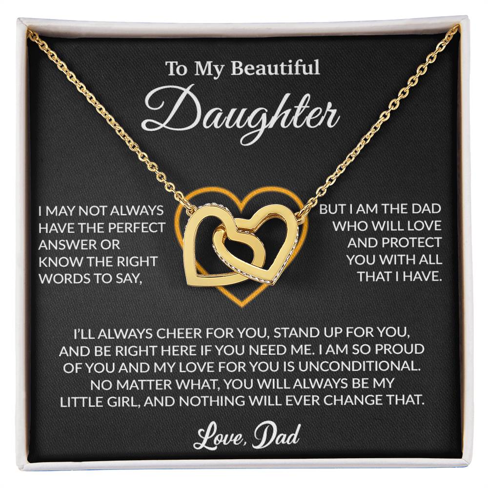 To My Daughter Necklace, Gift for Daughter from Dad, Father Daughter Necklace 7_6_Black