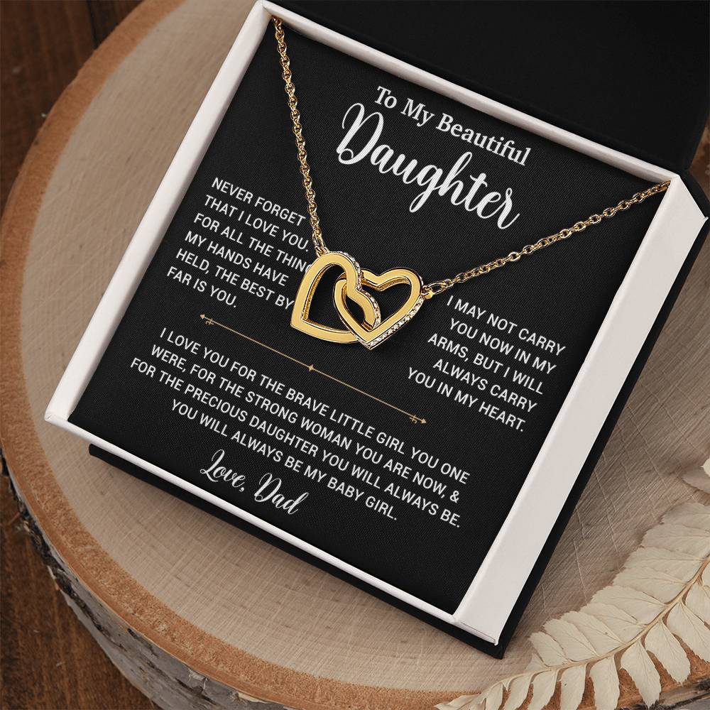 To My Daughter Necklace, Gift for Daughter from Dad, Father Daughter Necklace 14_6_Black