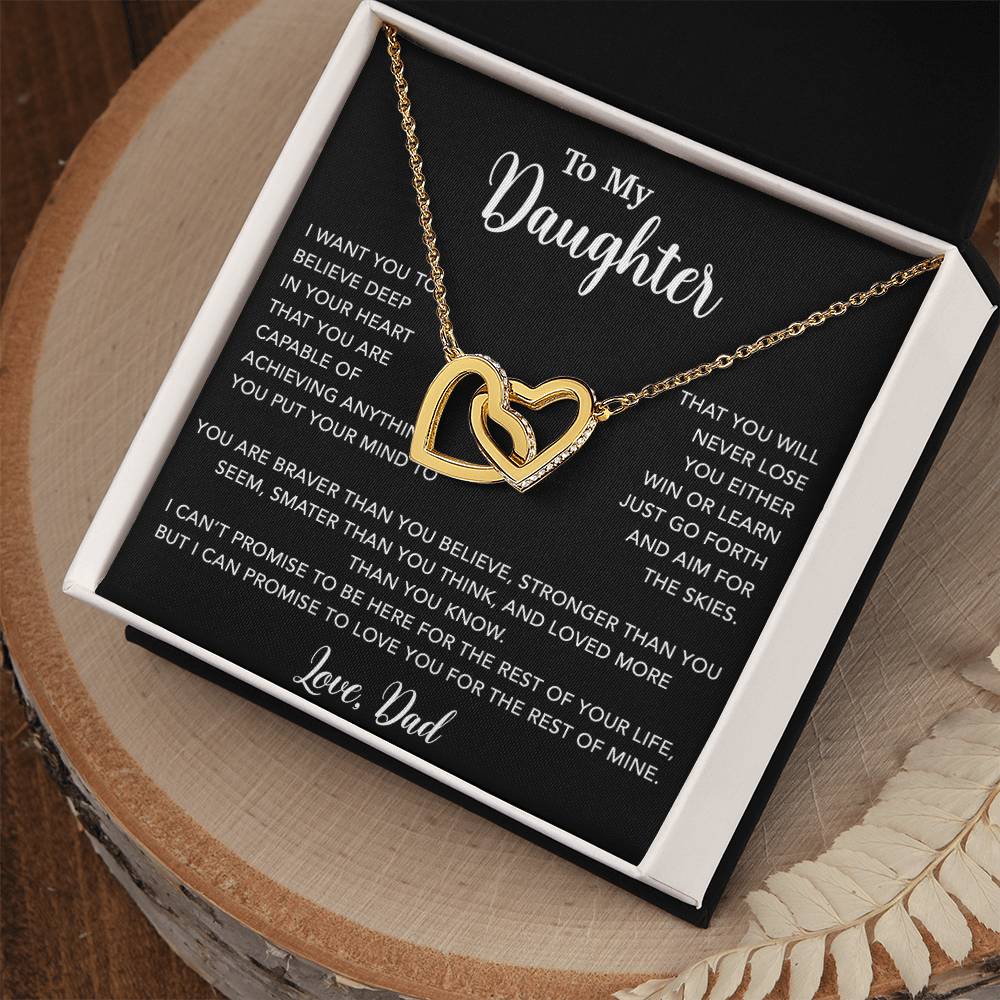 To My Daughter Necklace, Gift for Daughter from Dad, Father Daughter Necklace 18_5_Black
