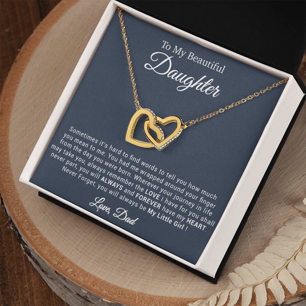 To My Daughter Necklace, Gift for Daughter from Dad, Father Daughter Necklace 20_4_Black