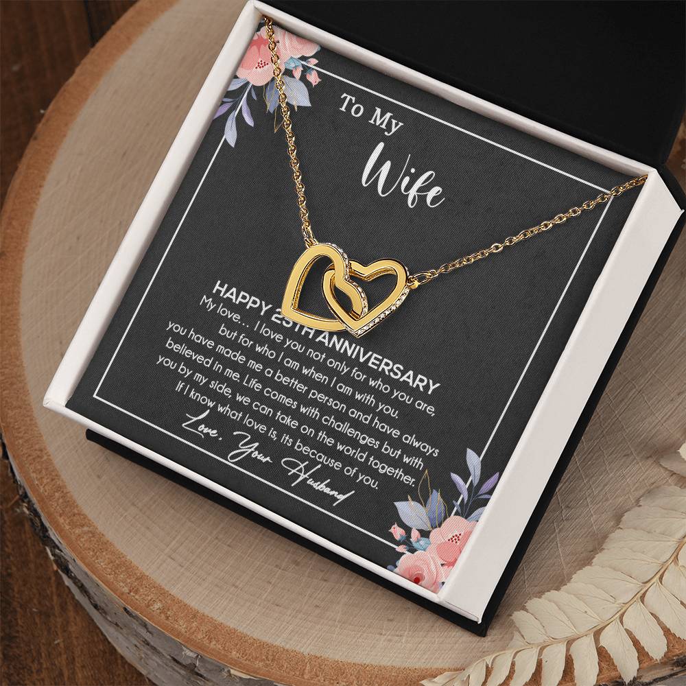 25th Anniversary Gift For Wife Necklace, 25 Year Anniversary, 25th Wedding Gift _Black