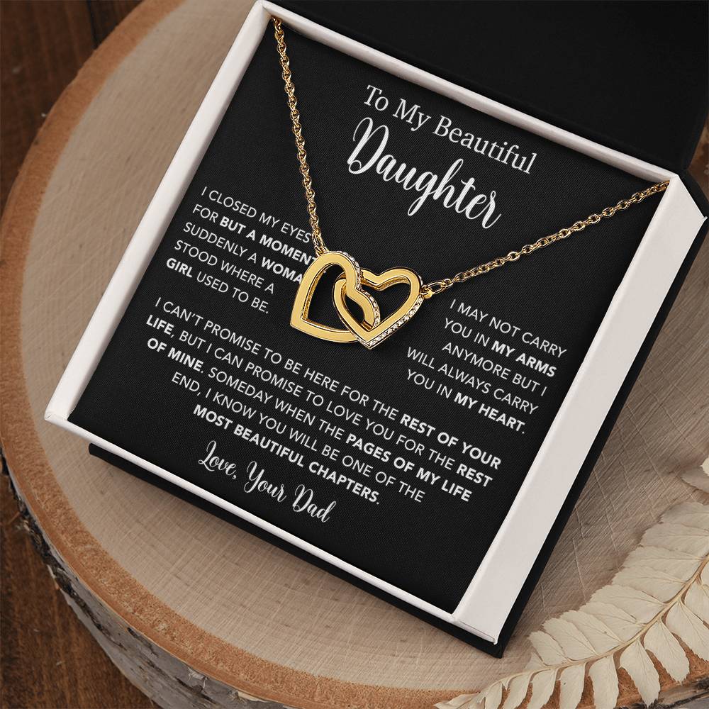 To My Daughter Necklace, Gift for Daughter from Dad, Father Daughter Necklace  22_5_Black