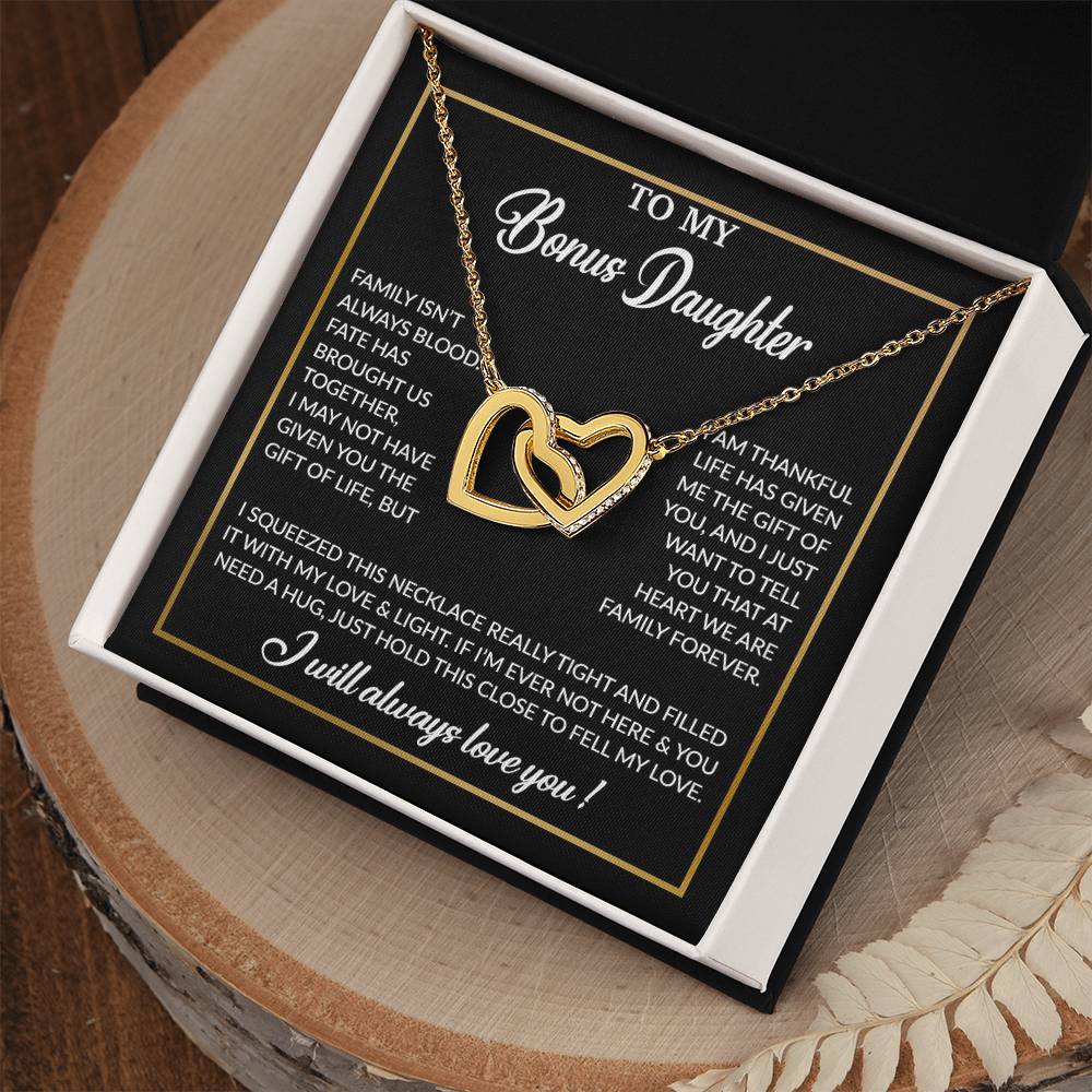 To My Bonus Daughter Necklace, Gift for Bonus Daughter, Step Daughter Birthday 3_12_Black
