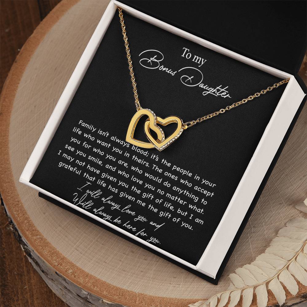 To my Bonus Daughter Necklace, Bonus Daughter, Step Daughter Gift 3-4_Black